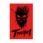 TrustNo1 – bedrohliche Maske in Rot‑Schwarz